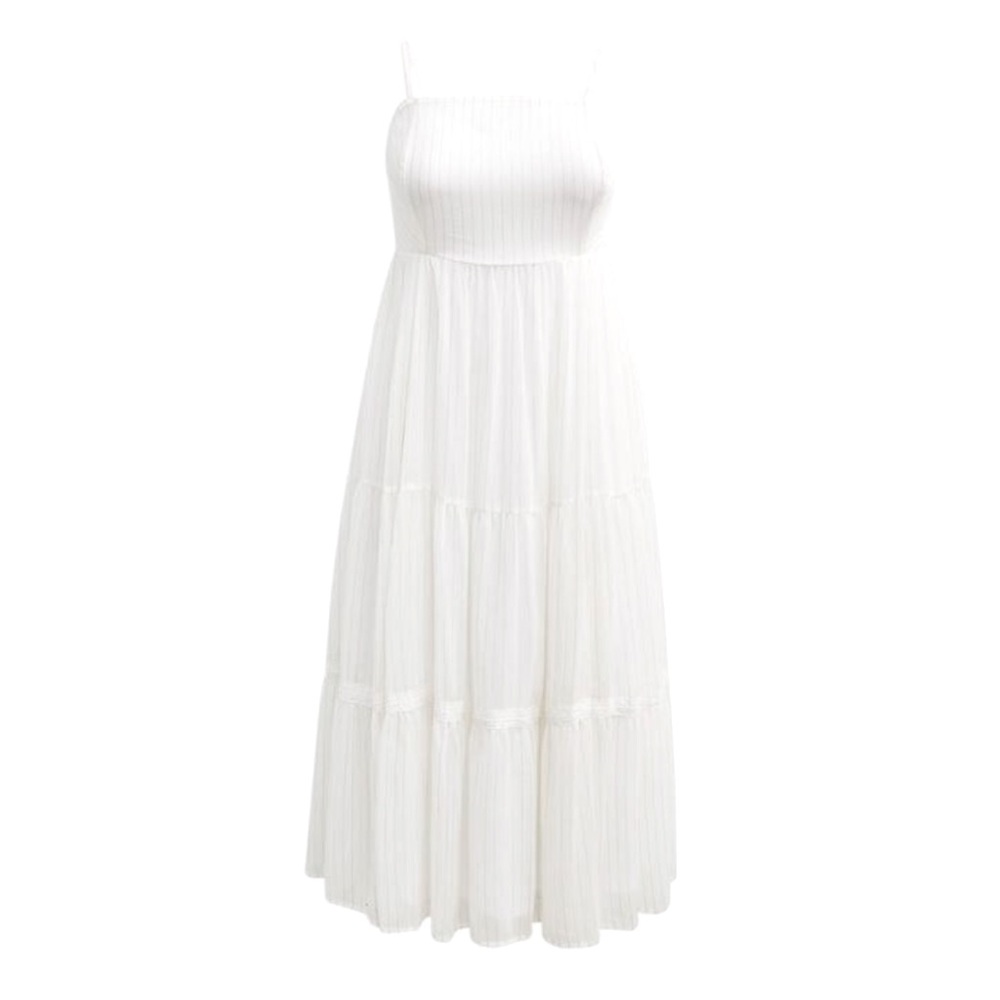 Torrid Sz. 2 (2X/18-20) Maxi Chiffon And Lurex Tiered Dress gold thread details